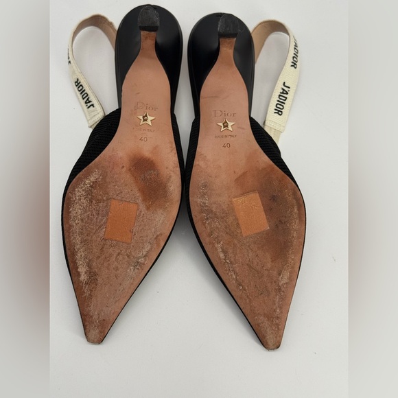 Christian Dior J'adior Slingback Pumps Black Technical Fabric Size 40 - Picture 9 of 10